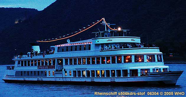 Rheinschifffahrt Partyschiff-Abendfahrt mit Buffet, Getrnken, DJ-Musik und Tanz an Bord bei Kln.