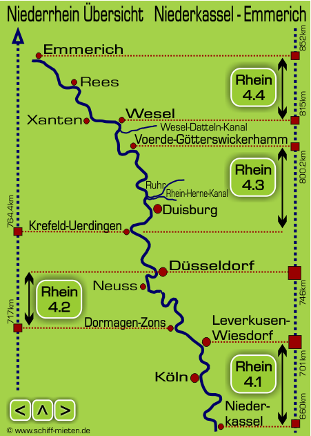 Landkarte Niederrhein Rheinlauf Kln Leverkusen Dsseldorf Duisburg Krefeld Wesel Xanten Rees Emmerich Karte 