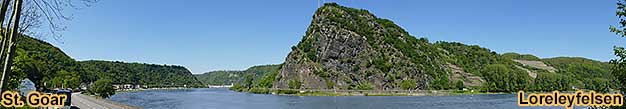 Rheinschifffahrt zwischen Koblenz, Ober-Lahnstein, Braubach, Boppard, Kamp-Bornhofen, Bad Salzig, St. Goarshausen, St. Goar, Oberwesel, Kaub, Bacharach, Lorch, Assmannshausen, Bingen und Rdesheim.